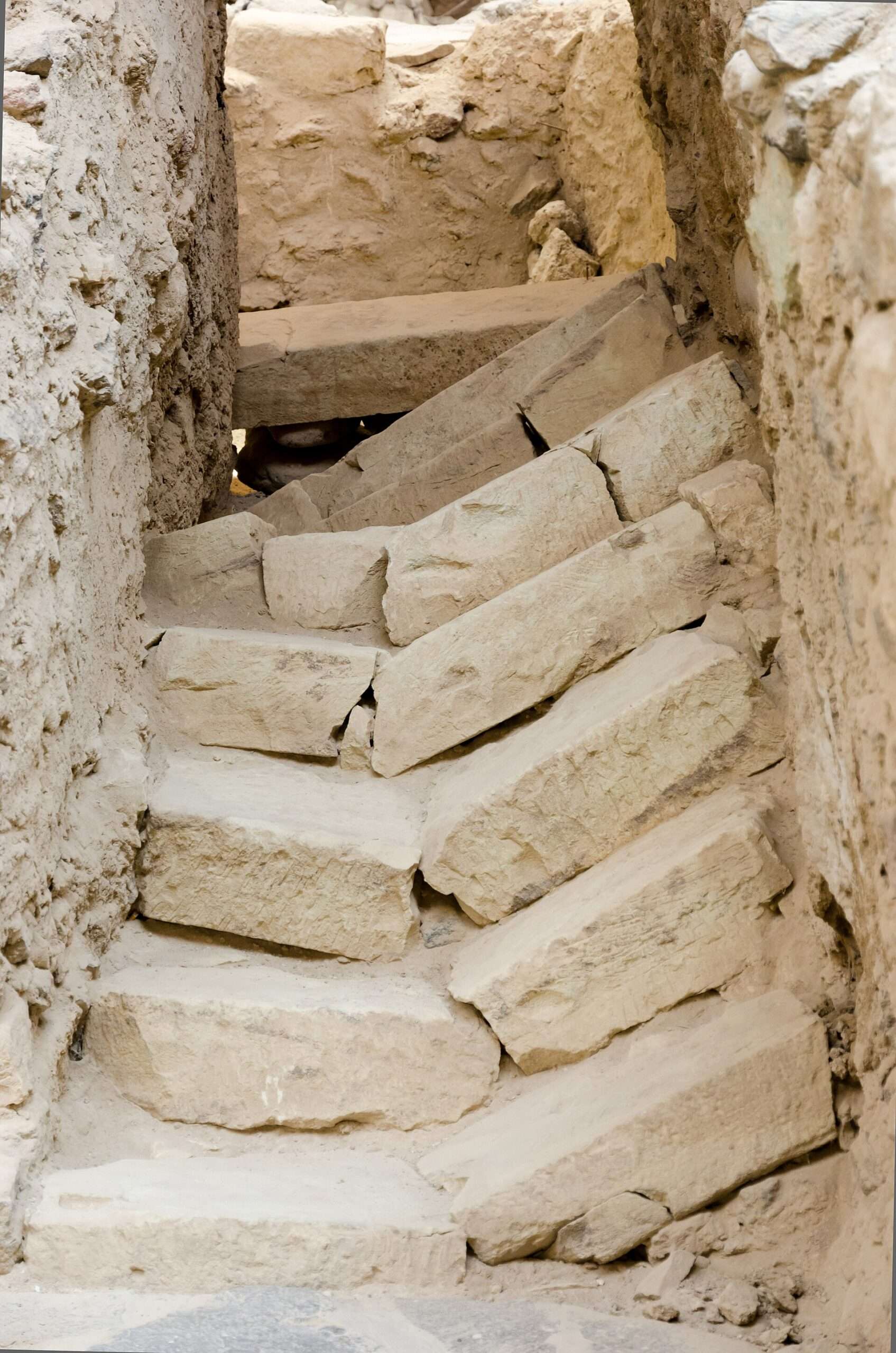 The earthquake-broken staircase in the Akrotiri excavation