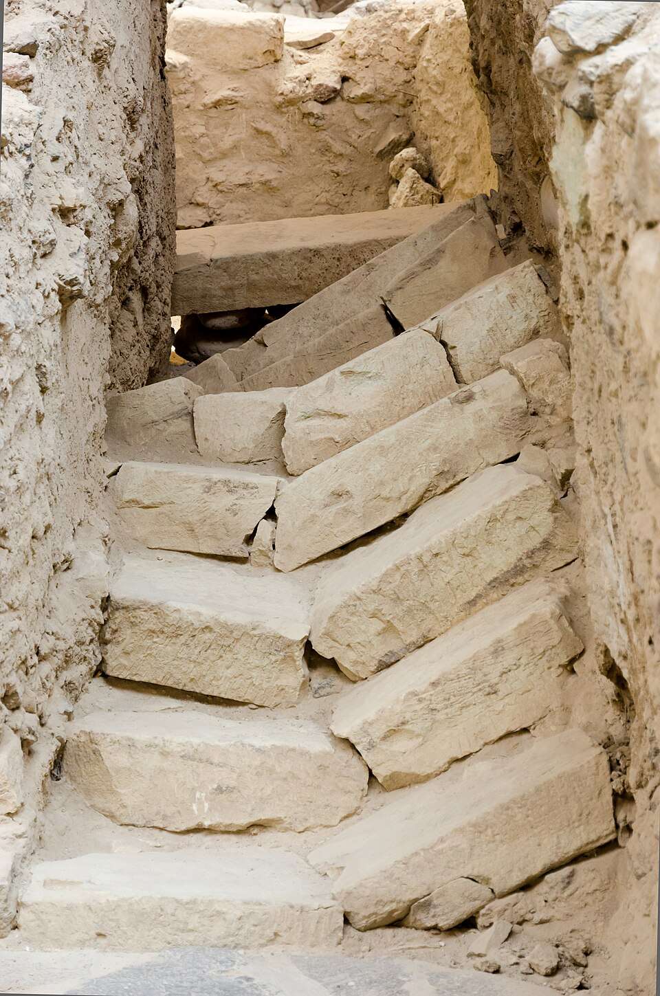 The earthquake-broken staircase in the Akrotiri excavation